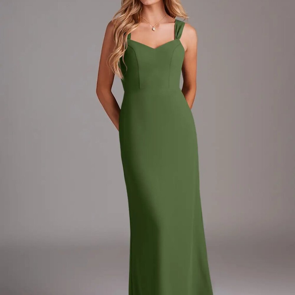 Azazie Olive Green Sweetheart Strap Wedding Dress